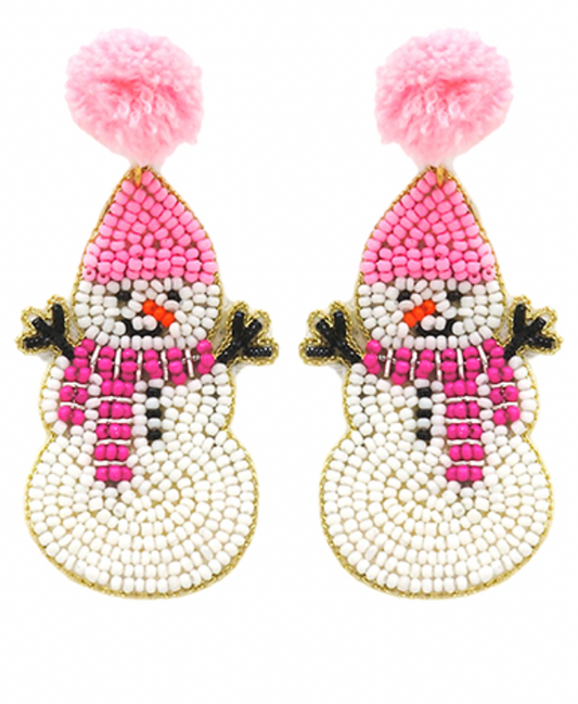 Pom Pom Snowman Earrings