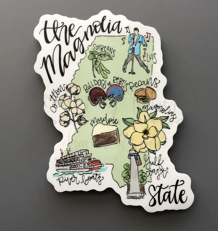 Magnolia State Map Sticker