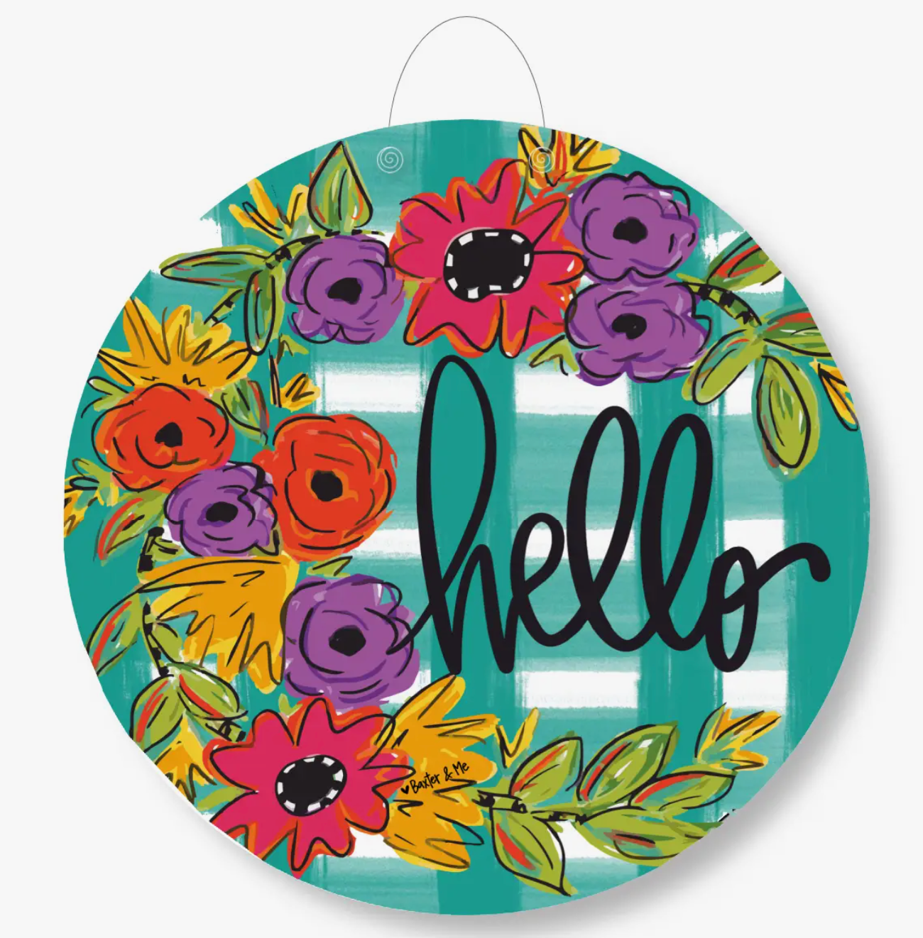 Hello Floral Door Hanger