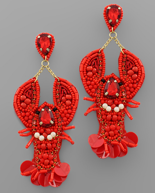 Beaded Crawfish Earrings