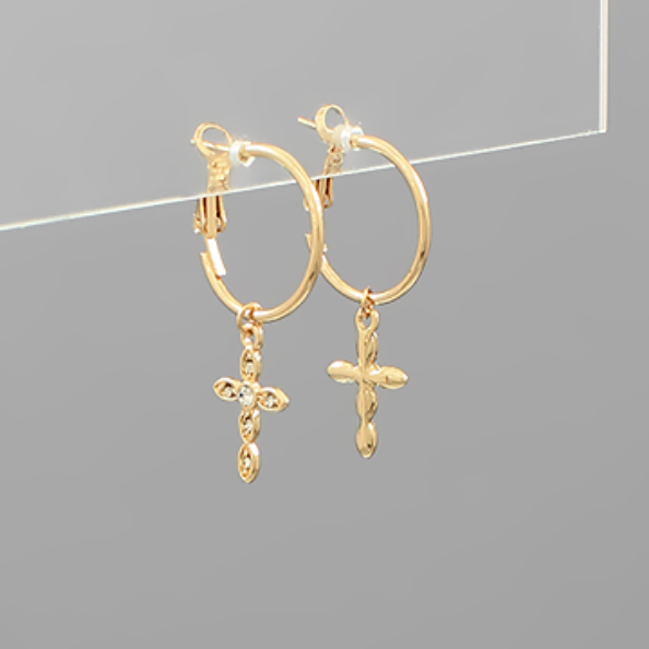 Dangle Cross Hoops