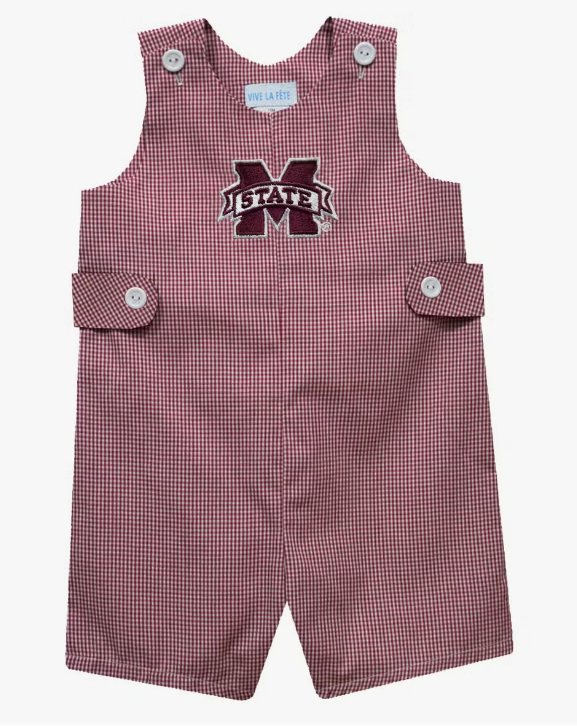 MSU Embroidered Gingham Boys Jon Jon