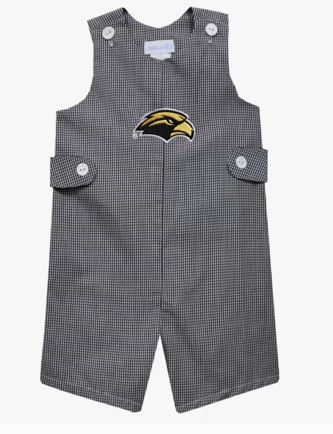 Southern Miss Embroidered Black Gingham Jon Jon