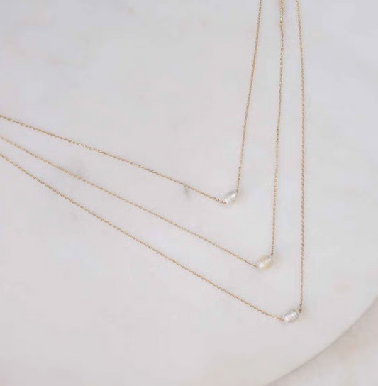 Simone Pearl Necklace Gold 14"/16"/18"