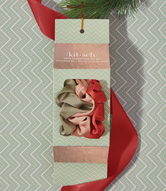 Holiday Ornament Satin Scrunchies 3pc Set