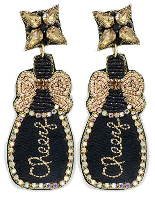 Cheers Champagne Bottle Earrings