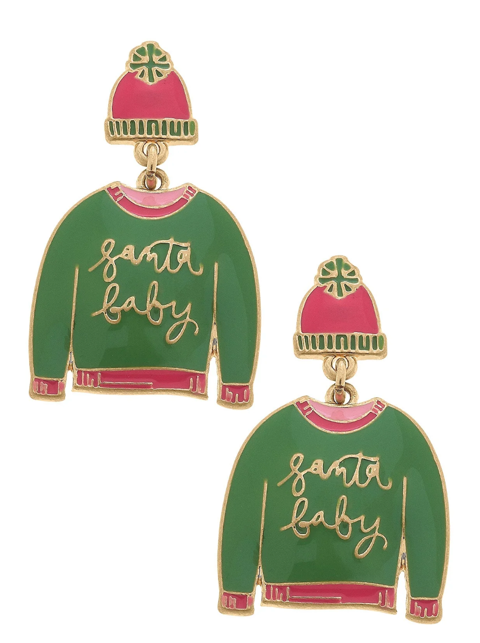 Santa Baby Sweater Enamel Earrings