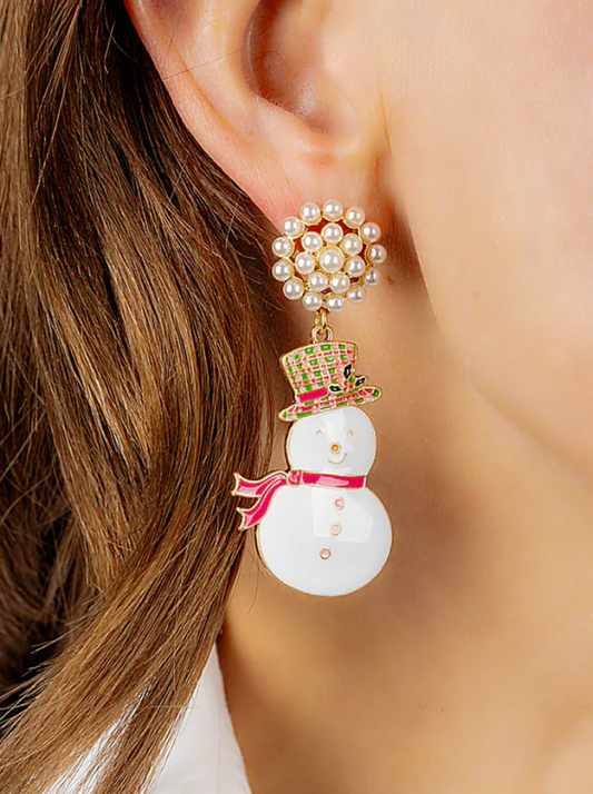 Snowman Enamel Earrings