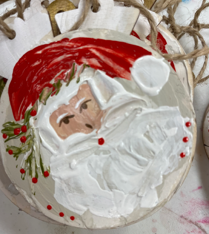 4" Hand Painted Santa Ornament