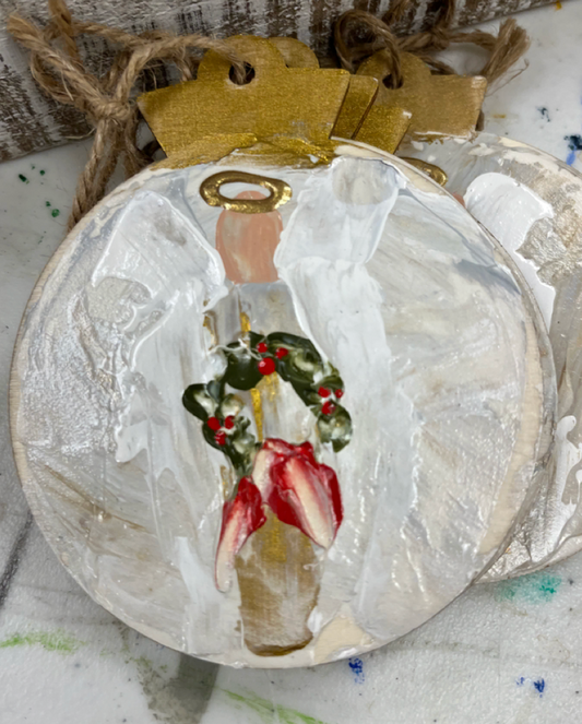 4" Hand Painted Angel Wreath Ornament