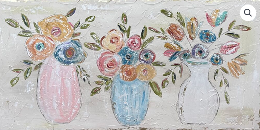 Southern Cotton Mill GA Spring Floral Trio Canvas