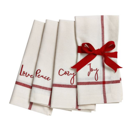 Embroidered Christmas Napkin Set of 4