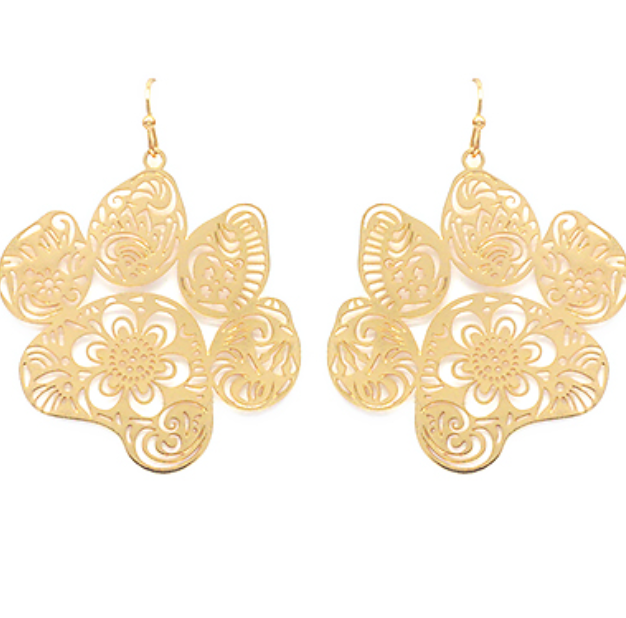 Paw Print Filigree Dangle Earrings