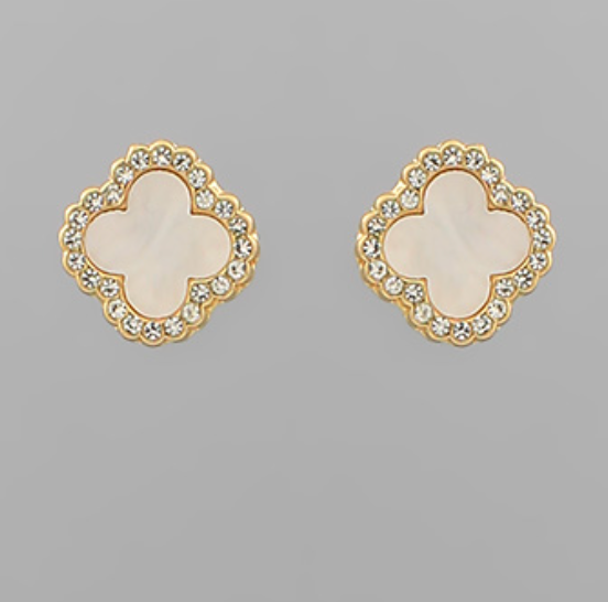 Pave Outline Clover Studs