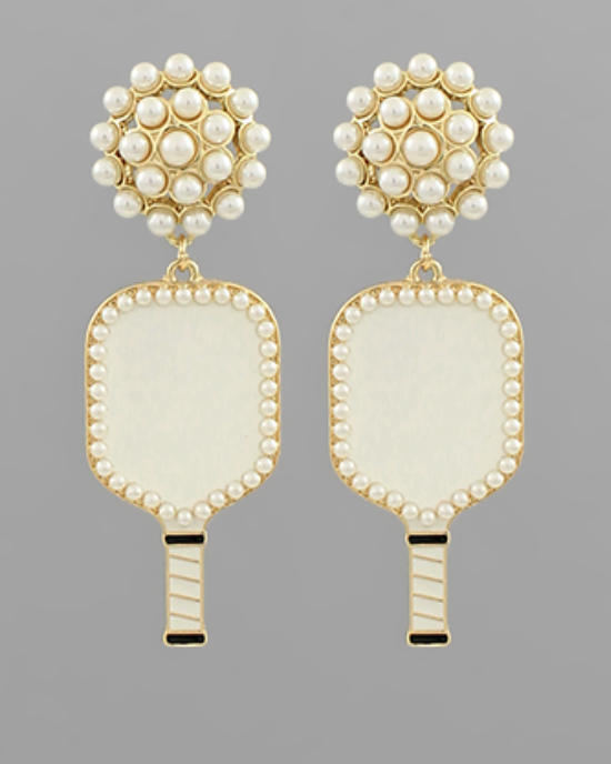 Pickleball Paddle Pearl Earrings