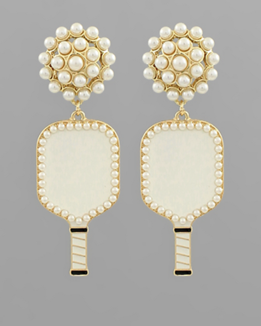 Pickleball Paddle Pearl Earrings