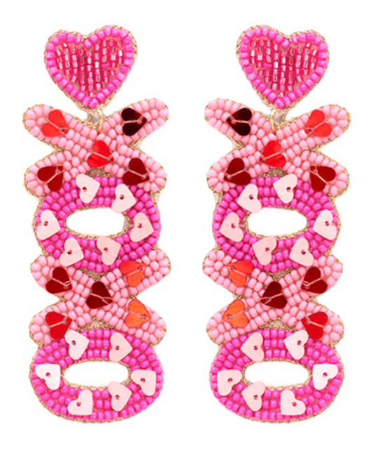 Valentines's XOXO Beaded Earrings