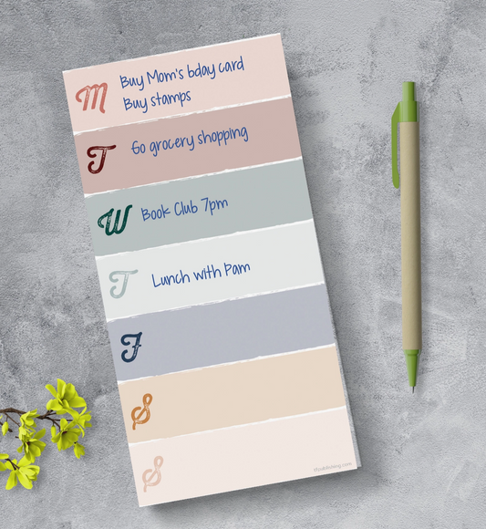 Weekly Color Block Boho Magnet List Pad