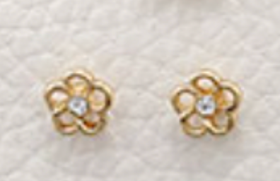 Gold Flower Diamond Center Earrings