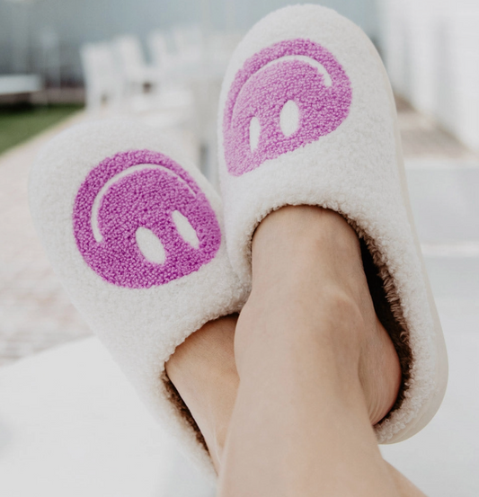 Orchid Happy Face Slippers