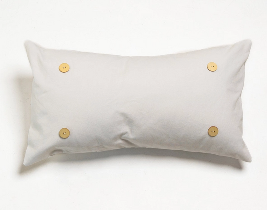 White Washed Cotton Button Pillow