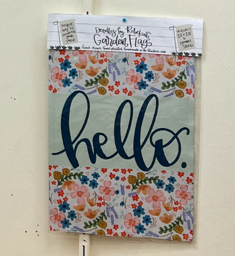 Green Hello Floral Garden Flag