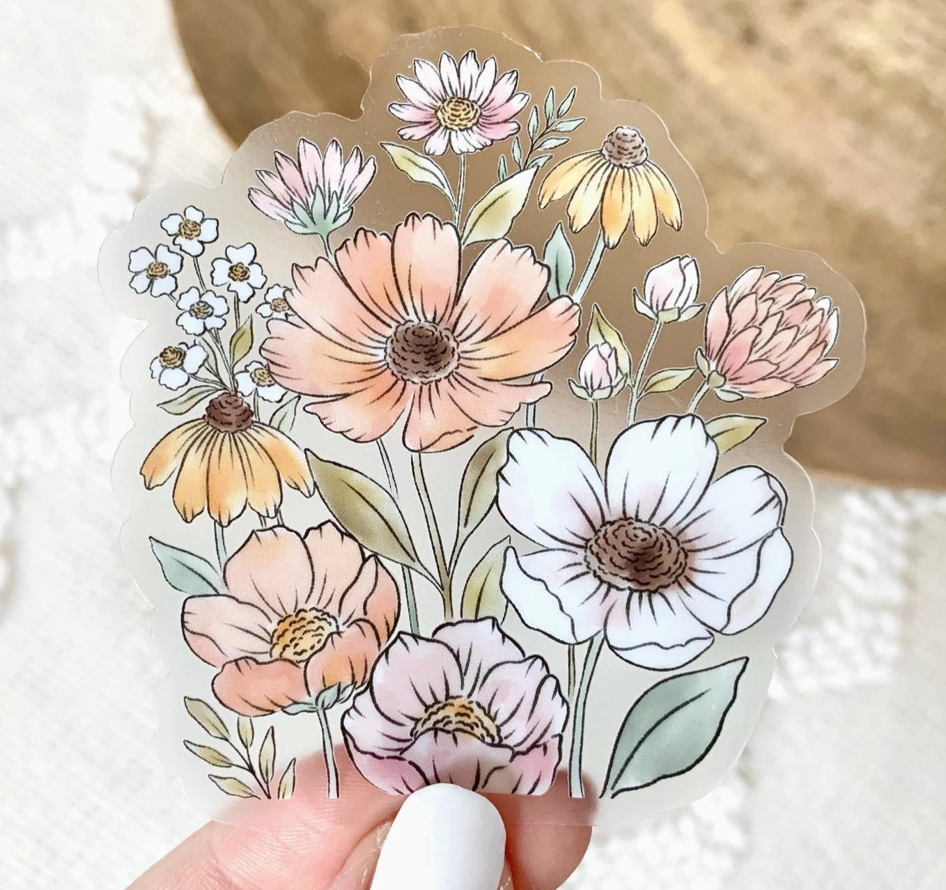 Clear Wildflower Bunch Sticker