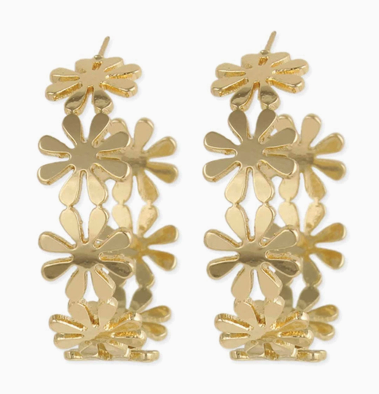 Gold Daisy Hoop Earrings