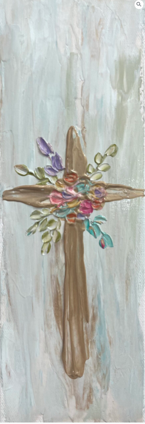 Southern Cotton Mill Cross with Flower Canvas