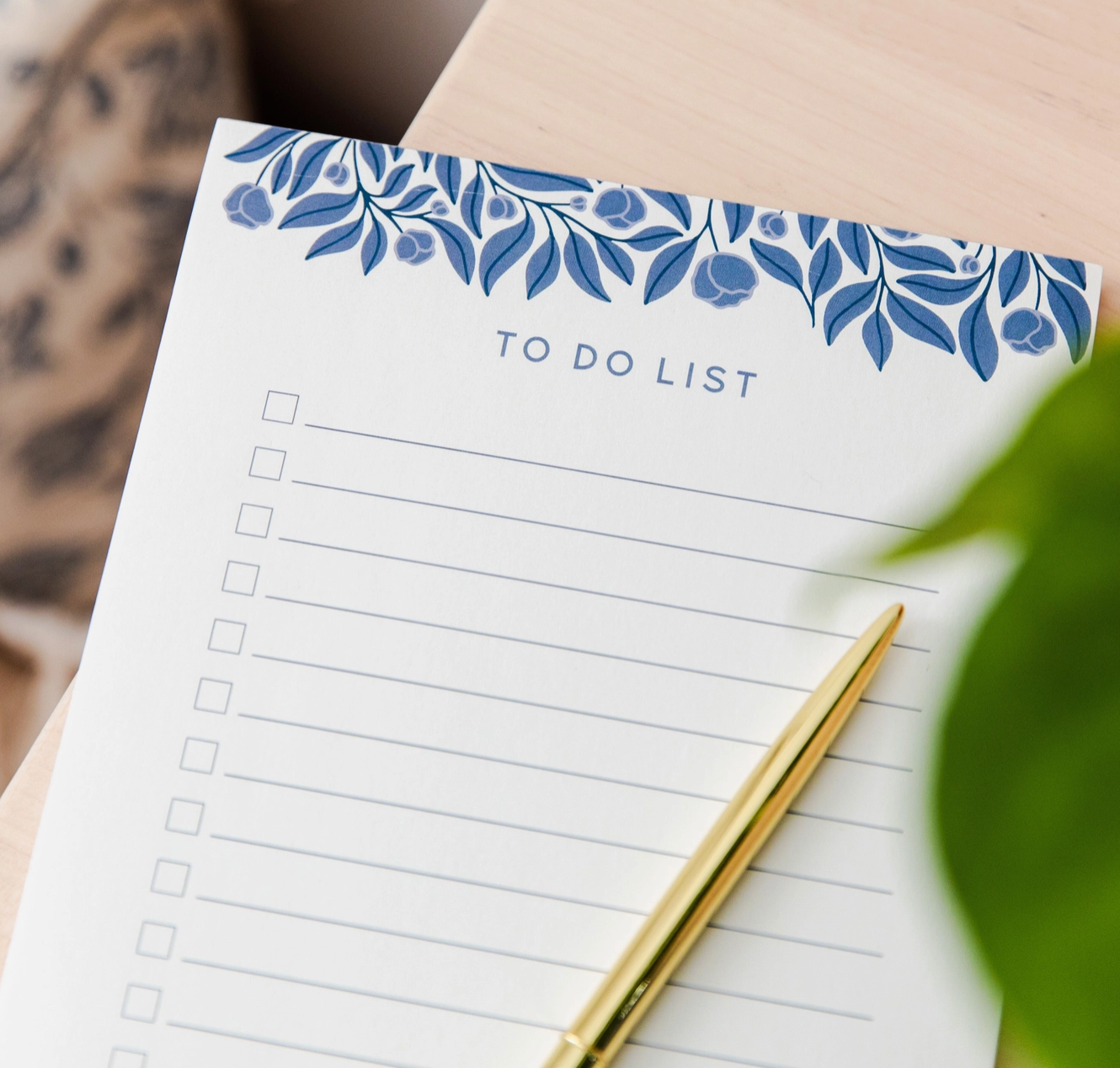 French Blue Floral To Do List Notepad