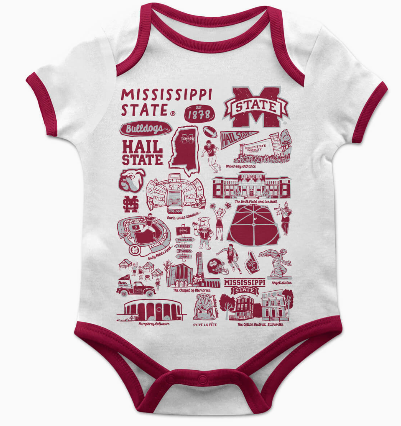 MS State Bulldogs Sketched Onesie