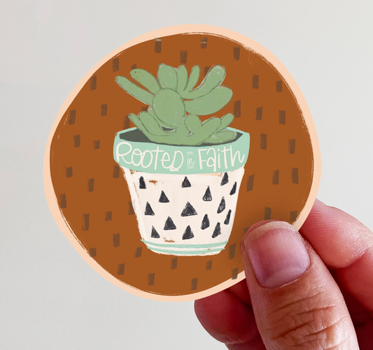 Rooted in Faith Succulent Vinyl Sticker