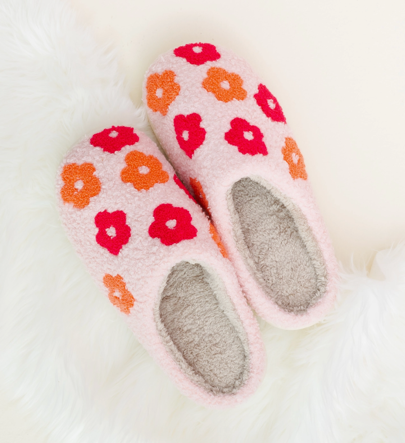 Pink Floral Slippers