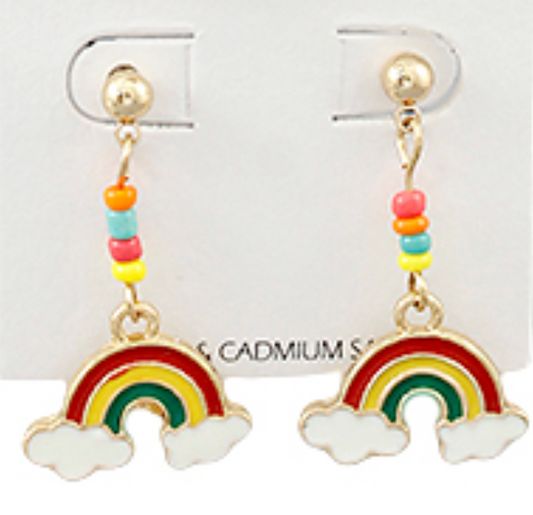 Gold Rainbow Dangle Earrings