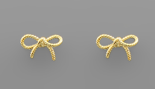 Gold Textured Bow Studs