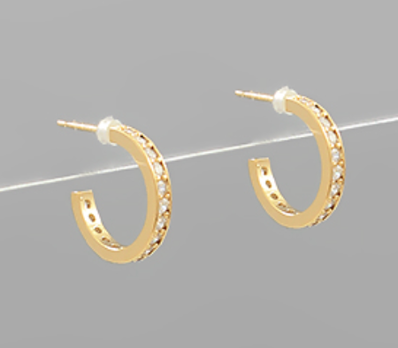 Studded Crystal Metal Hoops