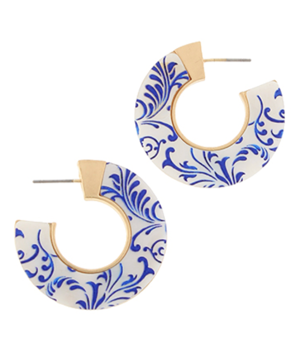 Blue Chinoiserie Hoops