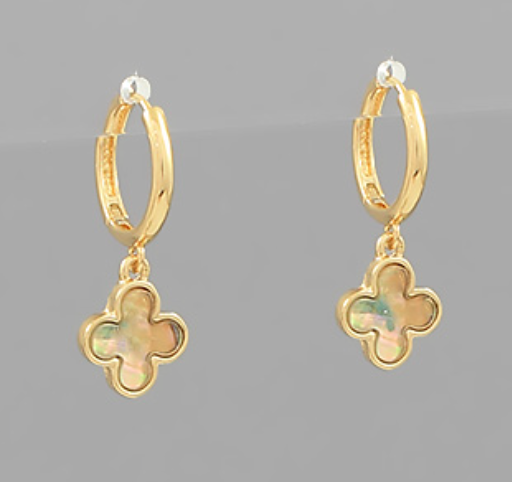 Clover Charm Dangle Hoops