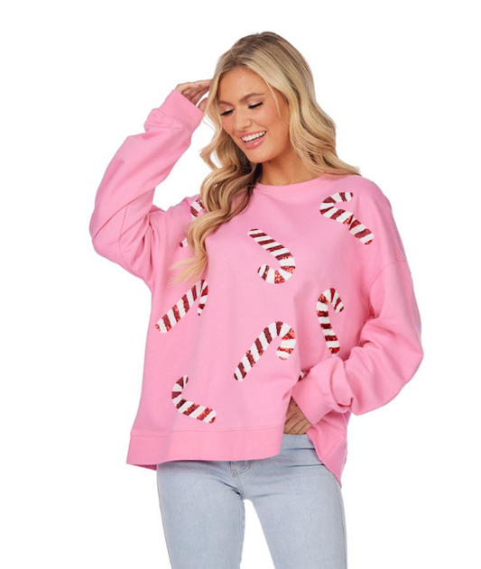 Pink Candy Cane Sparkle Sweatshirt