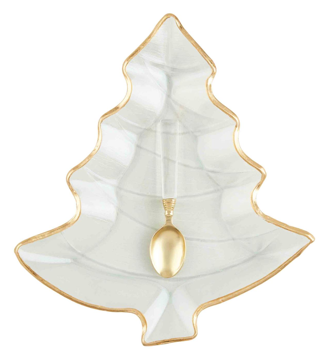 Gold Edge Glass Tree Platter