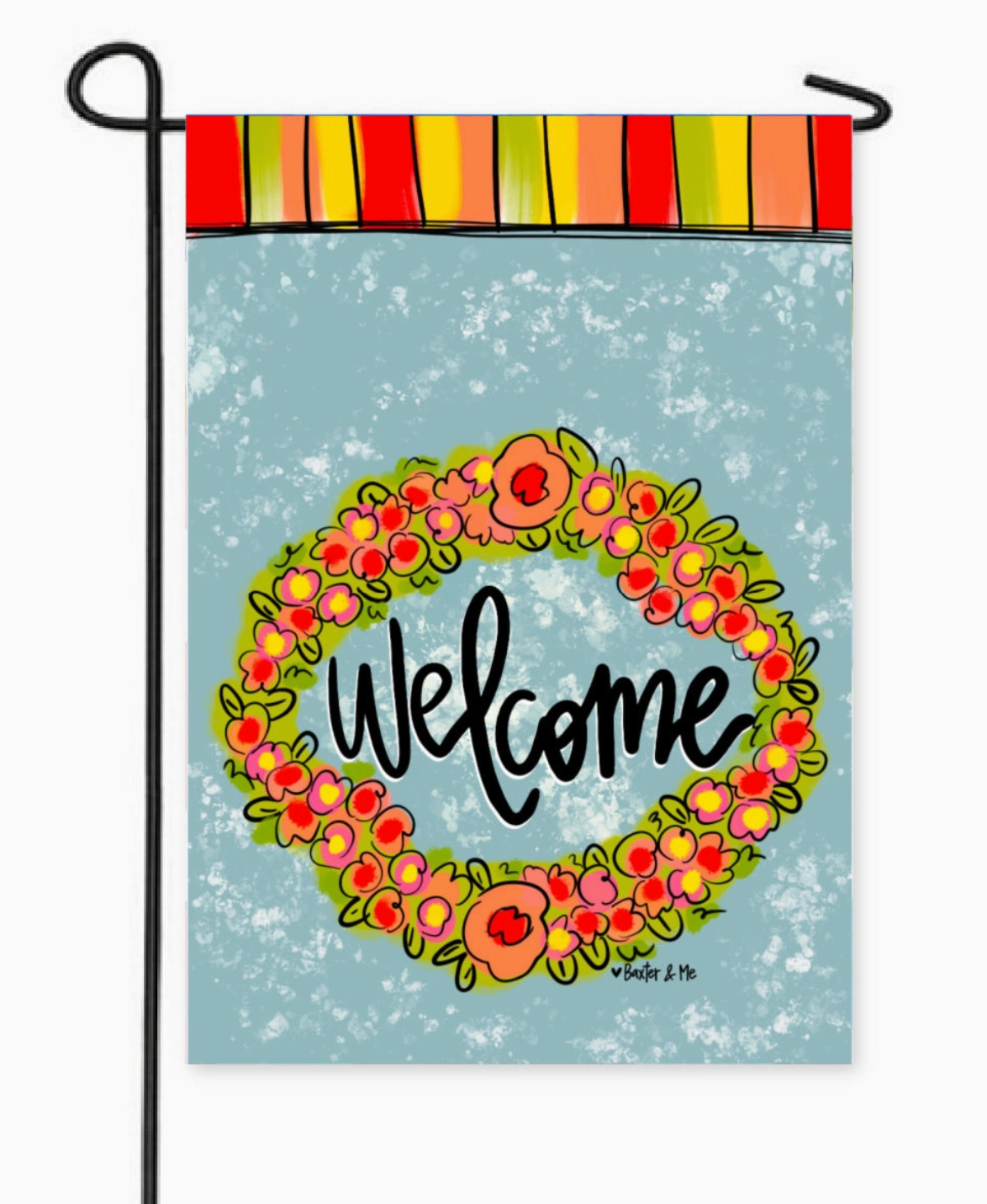 Welcome Flower Wreath Garden Flag