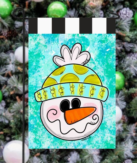 Happy Snowman Garden Flag