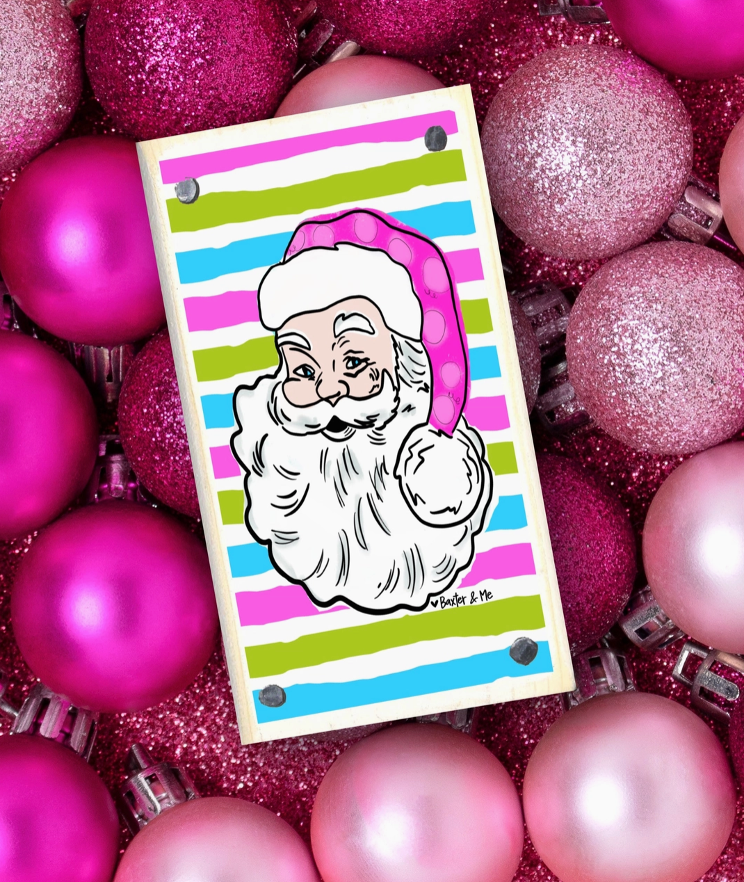 Pink Jolly Santa Happy Block