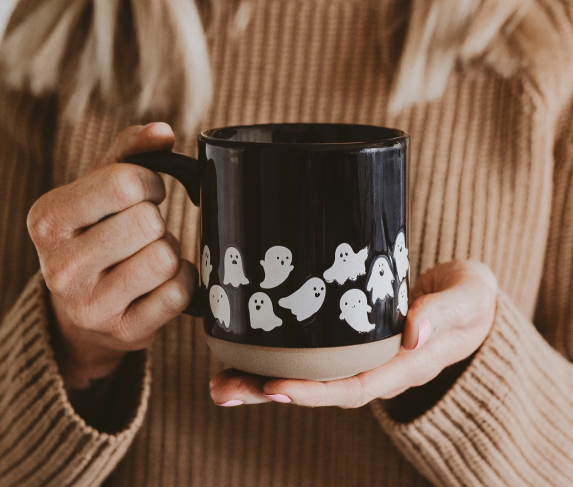 Ghost Pattern Stoneware Coffee Mug