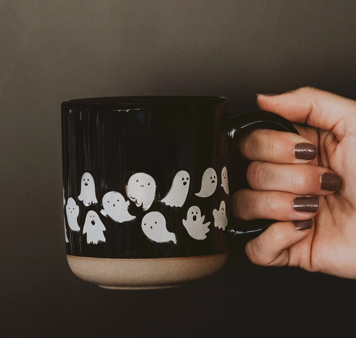 Ghost Pattern Stoneware Coffee Mug