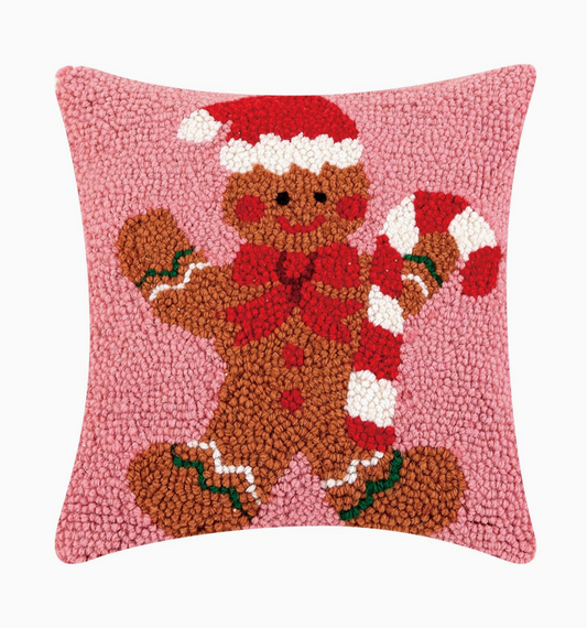 Gingerbread Man Candy Cane Hook Pillow