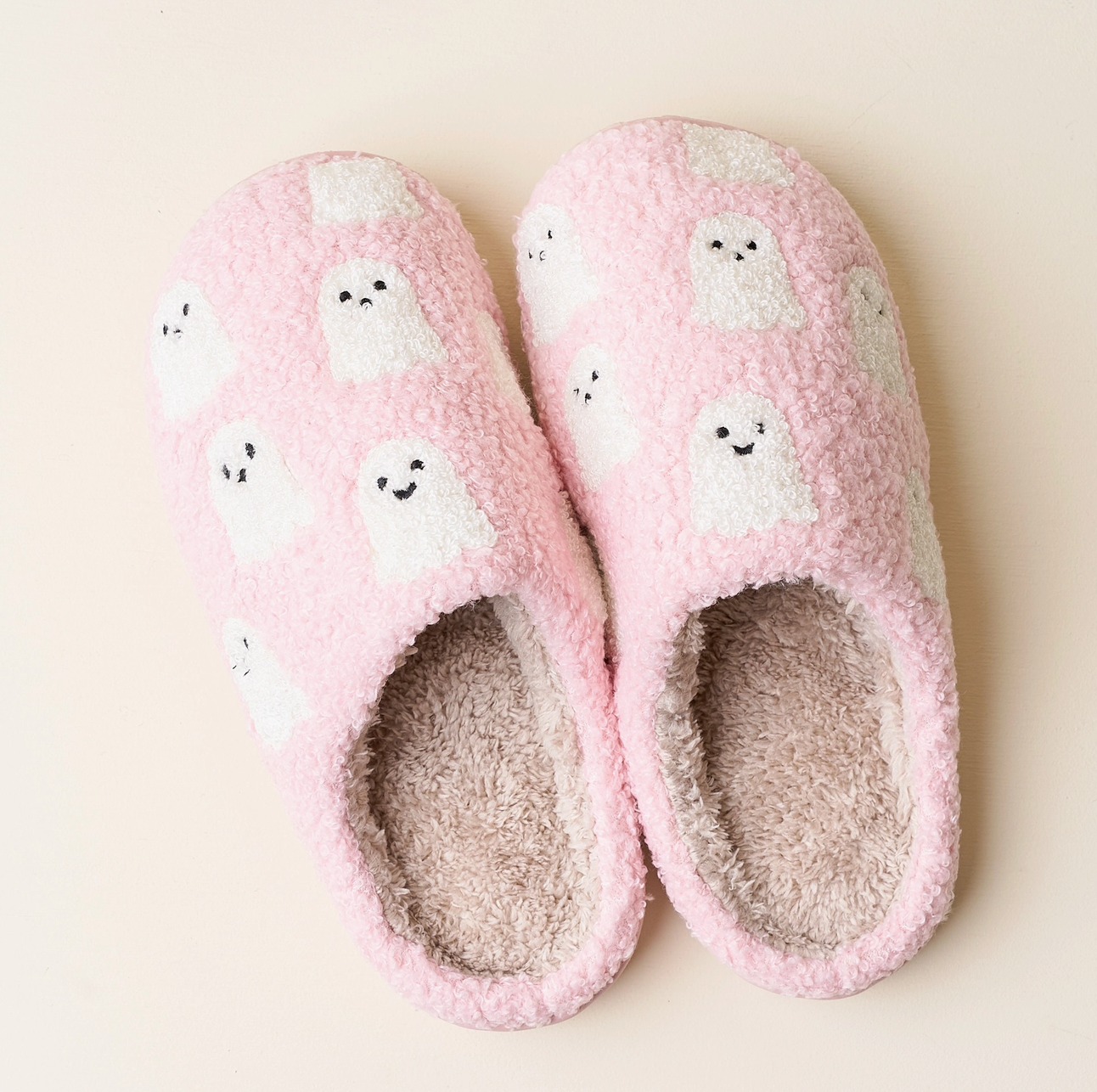 Fuzzy Ghost Slippers