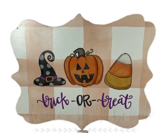 Orange Gingham Trick or Treat Door Hanger