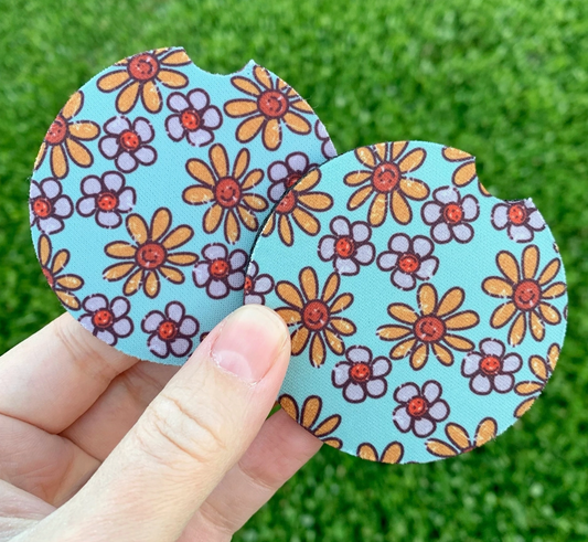 Happy Daisies Car Coasters
