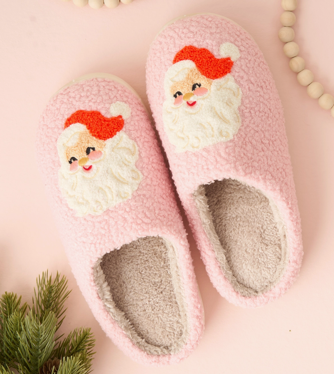 Pink Santa Slippers